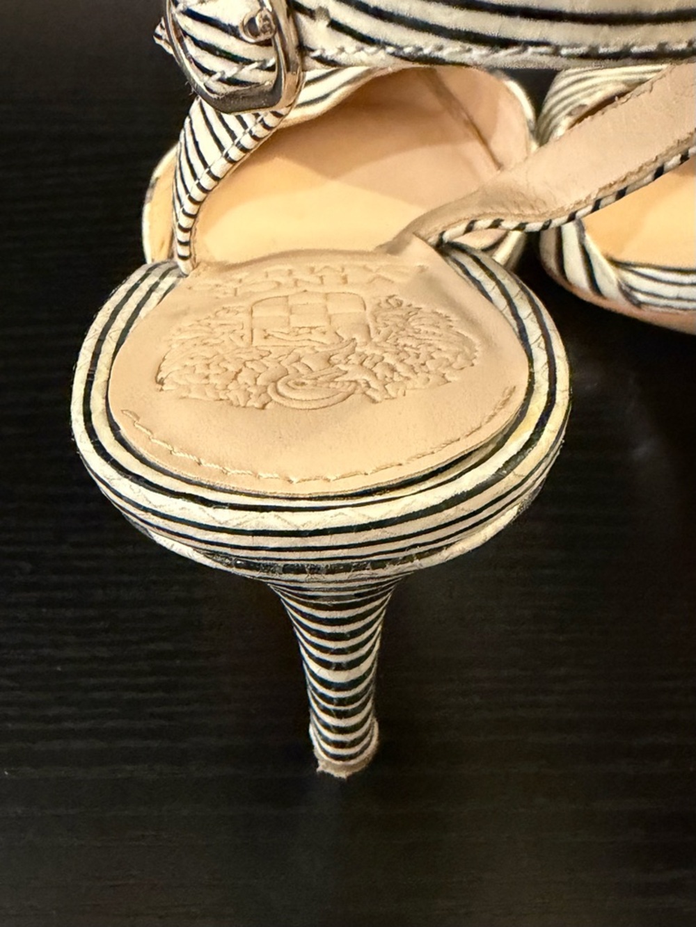 Vince Camuto Barlowe Striped Leather Slingback Heels - Picture 7 of 14